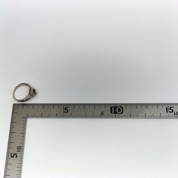 RUBY & DIAMOND PLATINUM White Gold Ring Real Genuine AUTHENTIC Sz 6.75 Vintage - Picture 6 of 10